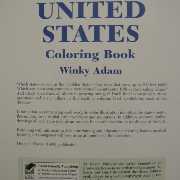 United States Coloring Book Dover History Coloring Book Jan 27 1998 NEW - Picture 3 of 3